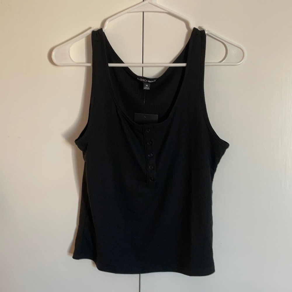 Black button tank top cropped M - Picture 1 of 3